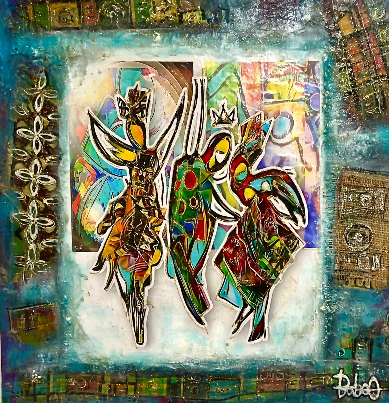 Tableau Les Trois Grâces Coruscantes Caraïbes par l'artiste Baboo - Collection œuvres d'art et galerie en ligne