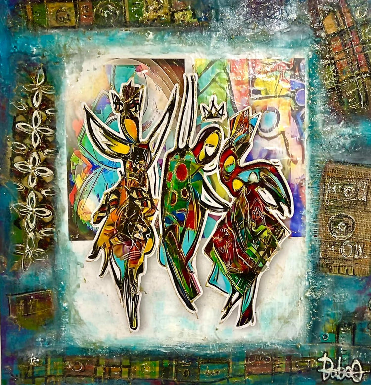 Tableau Les Trois Grâces Coruscantes Caraïbes par l'artiste Baboo - Collection œuvres d'art et galerie en ligne